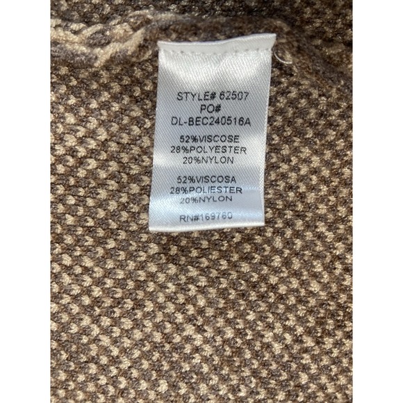 Rielle Women's Medium Houndstooth Knit Sweater Coat Cardigan Brown Tan - Picture 8 of 12